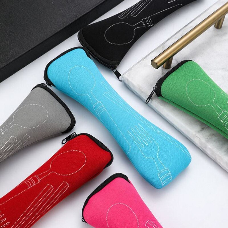 Portable Tableware Bag Cutlery Bag Dinner Set Travel Packaging Storage Box Dinnerware Picnic Fork Spoon Bag Tableware with Bag