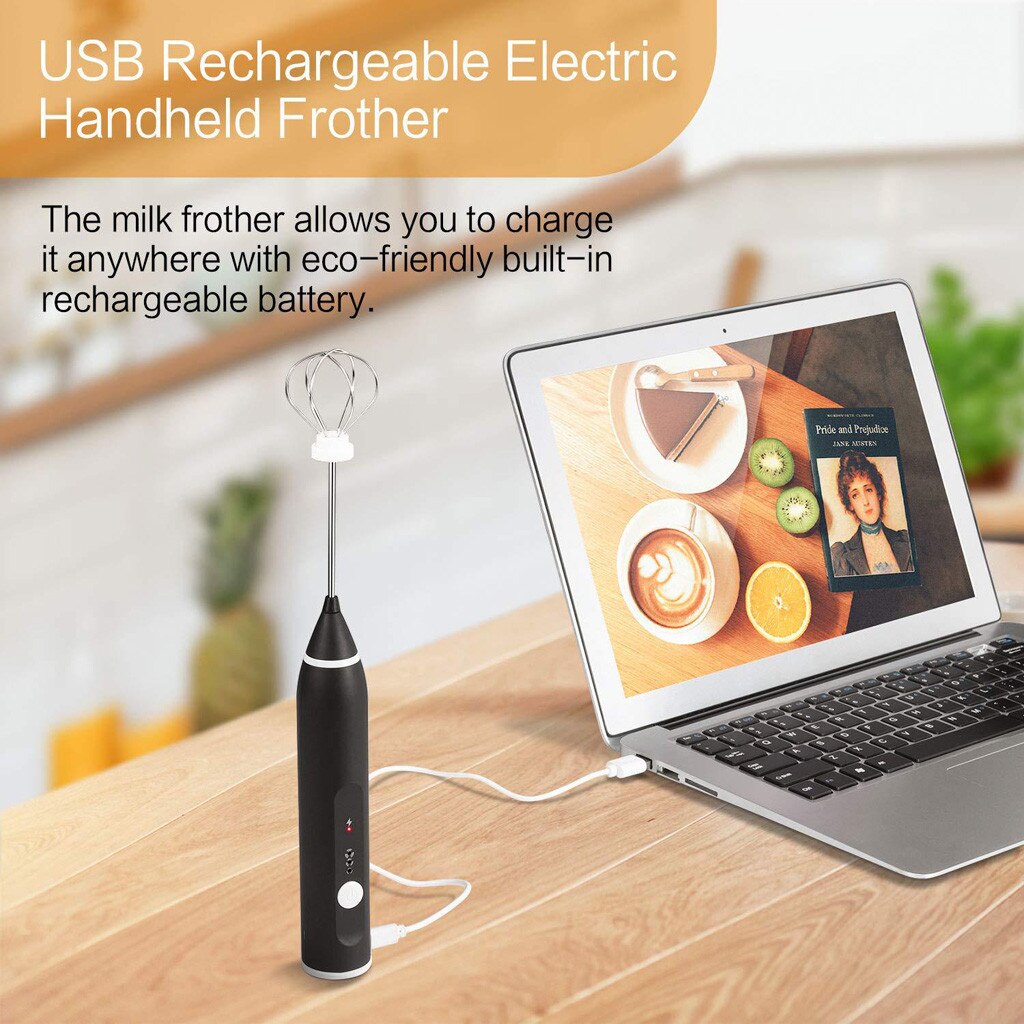 Electric Mixer Rechargeable Milk Shaker Maker Frother Foamer USB Charging Egg Beater Handheld 3-Speed Adjustable Blender #js5