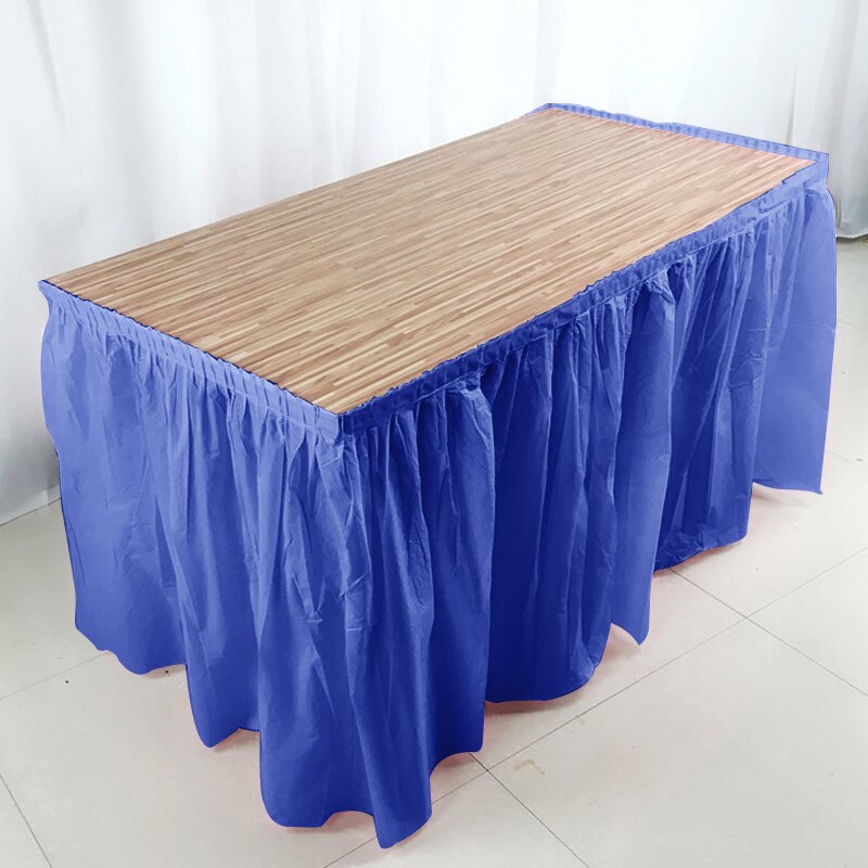 Solid Color Disposable Plastic Table Skirt Baby Shower Birthday Party Outdoor Wedding Party Table Skirt Table Decoration: dark blue