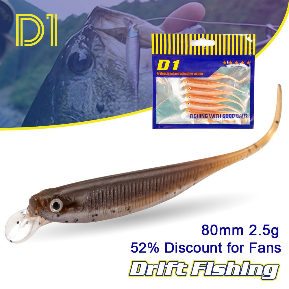 D1 Karper Vissen Zachte Lokken Met Lip 85Mm Drift Zoetwater Aas Leurre Souple Rollende Actie Pesca Zwart Bas Baars visgerei