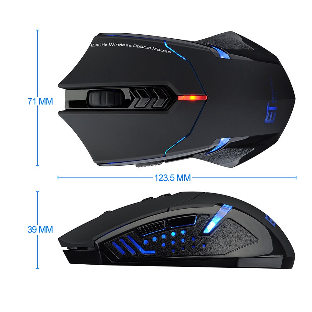 ET X-08 7 buttons 2000DPI Adjustable 2.4G Wireless optical Gaming Mouse Mice for computer laptop PC