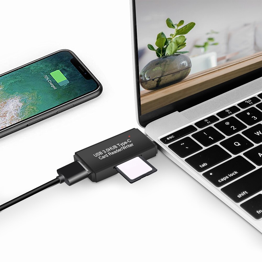 Yc -432 usb-verlängerungskabel-hub zum laden von speicherkarten und lesen von usb-karten, usb typ-c auf usb 3.0 otg-adapter für laptop und smartphone