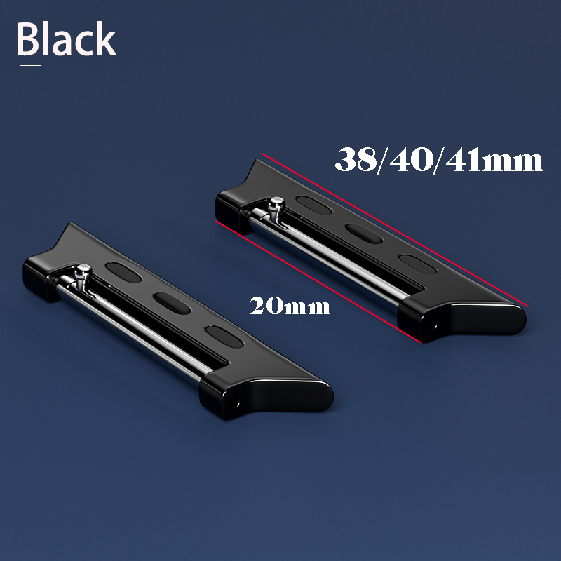 Connector Adapter for Apple Watch Band Series 7/SE/6/5/4/3/2 Quick release Connectors for Iwatch 42/38/45/41mm Stainless Steel: 20-38 Black