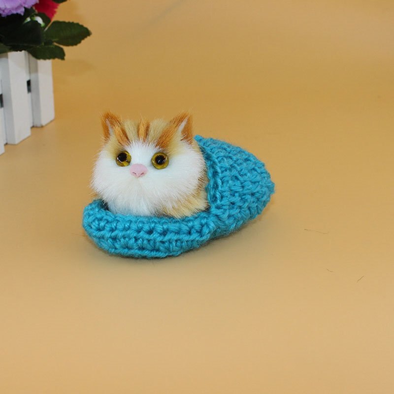 Jouet joli chaton miaou pression 1 pièce | Mignon petits chats dormir ou assis, pantoufle drôle petit chat sonnant, décoration de maison voiture et de bureau: H