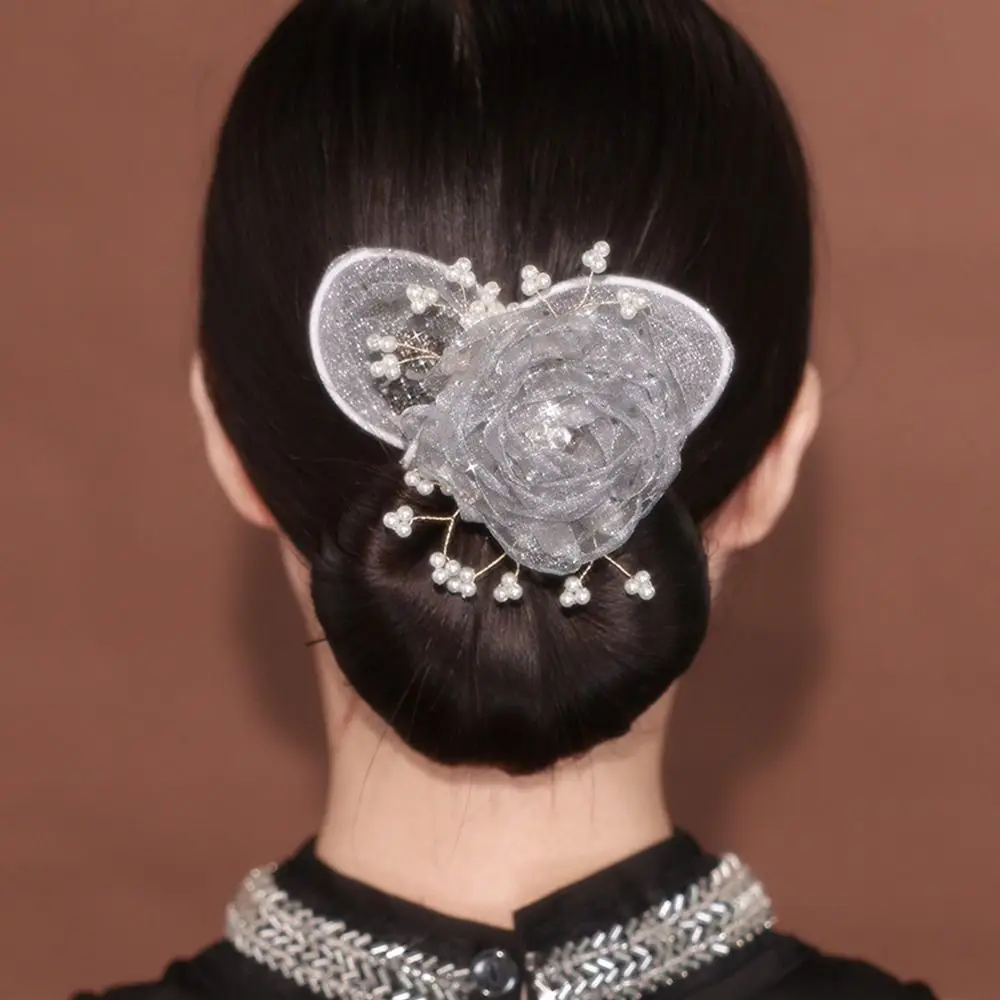 Pinza para el pelo de flores para mujer, 1 piezas, fabricante de moños flexibles antideslizantes, rizador de pelo perezoso, peinado de giro, herramienta de peinado: YELLOW