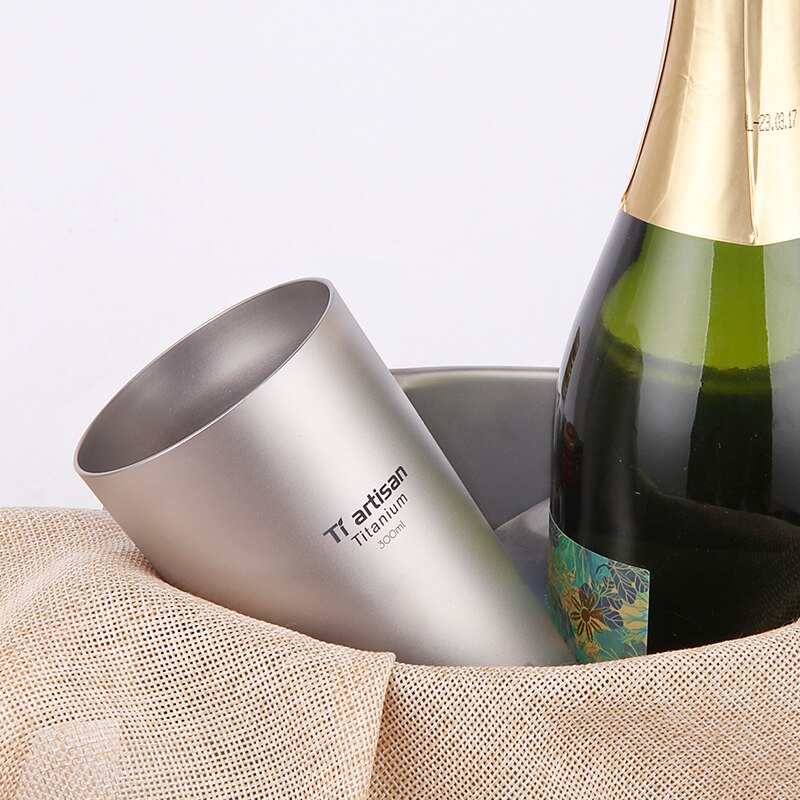 Tiartisan Outdoor titanium beer mug portable double insulated coffee mug tea drinking mug double wall 300ml