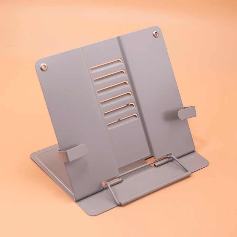 Verstelbare Draagbare Metalen Verstelbare Leesboek Houder Ondersteuning Document Plank Bookstand Tablet Muziek Score Recept Stand: gray