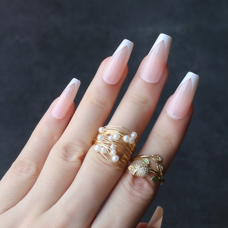 Faux-ongles en rose lavande, accessoire de manucure pour ballerine, longs et en fleurs: S-109