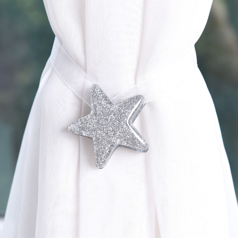 Star Shape Magnet Curtain Buckle Magnetic Mesh Tieback Holder Window Curtain Clip Holder Strap Accessories Home Decor JJJRY774: Silver