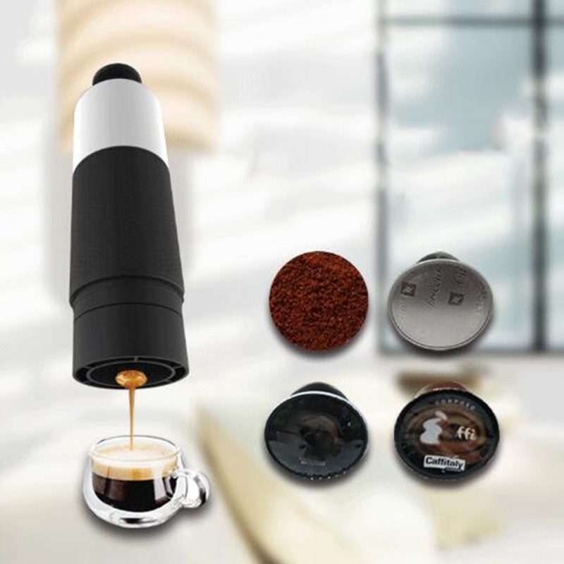 Mini håndtryk bærbare kapsler kaffemaskine madlavningskop manuel 21 bar italiensk espressomaskine ekstraktionskande