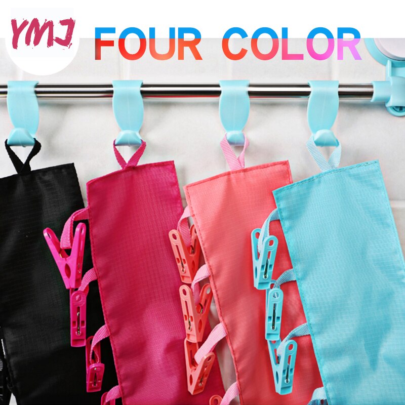 Foldable Bathroom Rack Magical Portable Cloth Hanger Drying Rack Travel Clothespin Towel Socks Hanger Clip 6 Clip Hanger