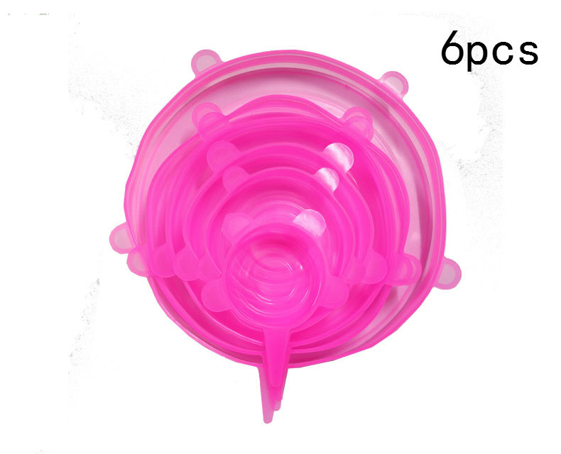 Verse deksel kom rekbare wikkel deksel kom deksel siliconen deksel pan universele siliconen rek deksels: G   6 stuks