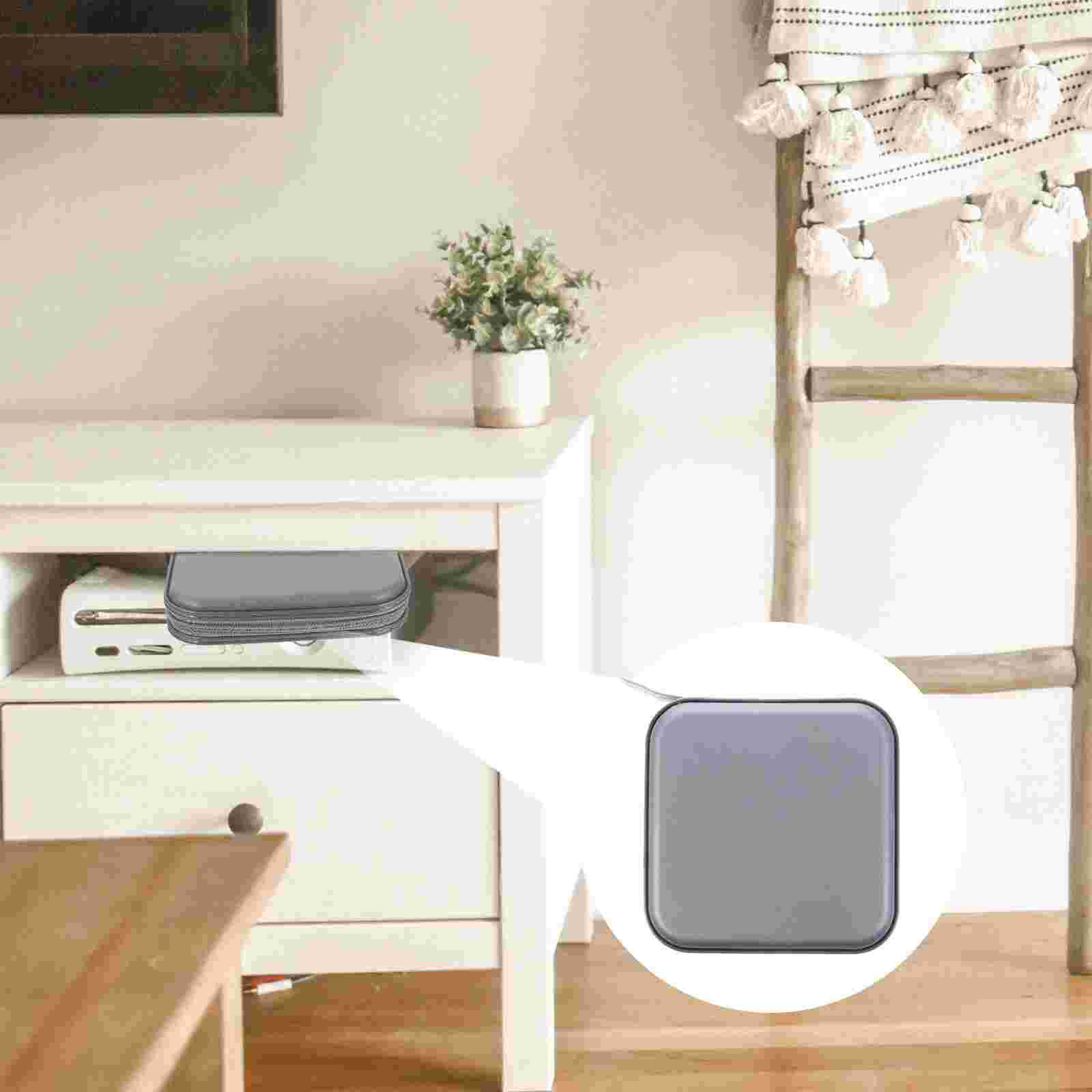 1pc Case 40 Capacity Plastic Travel Case Zipper Case Disc Storage Bag: Silver