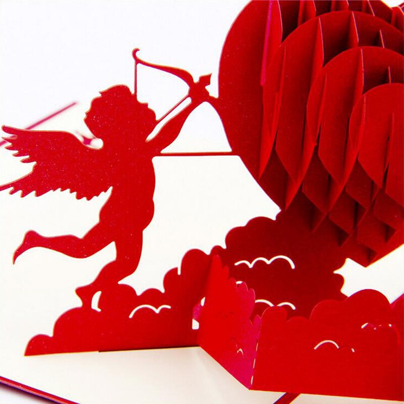 3D Pop Up Foldable Cut Paper Greeting Cards Handmade Love Cupid Post Cards Valentines Wedding Xmas