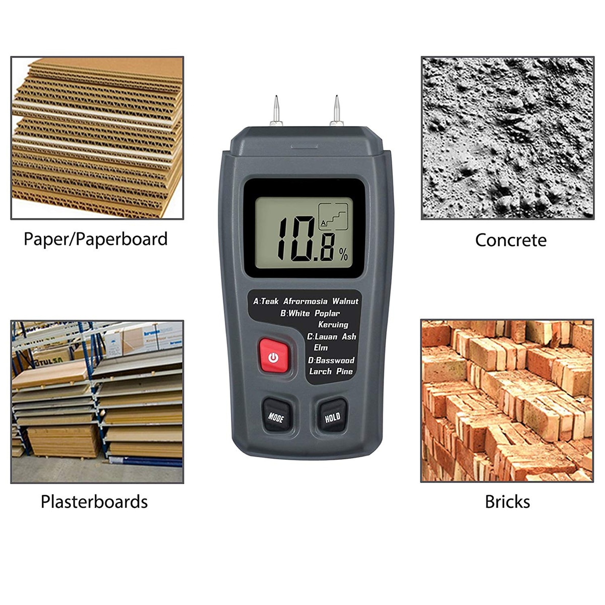 Digital Logs Moisture Meter Damp Meter / 0-99% Wood Humidity Tester Detector/Firewood Logs Timber Humidity Measuring Device