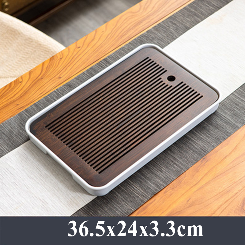 Chinese Bamboo Melamine Small Tea Table Tea Set Tray Drainage Water Storage Kung Fu Tea Set Household Simple Tea Tray Tea Sea: s