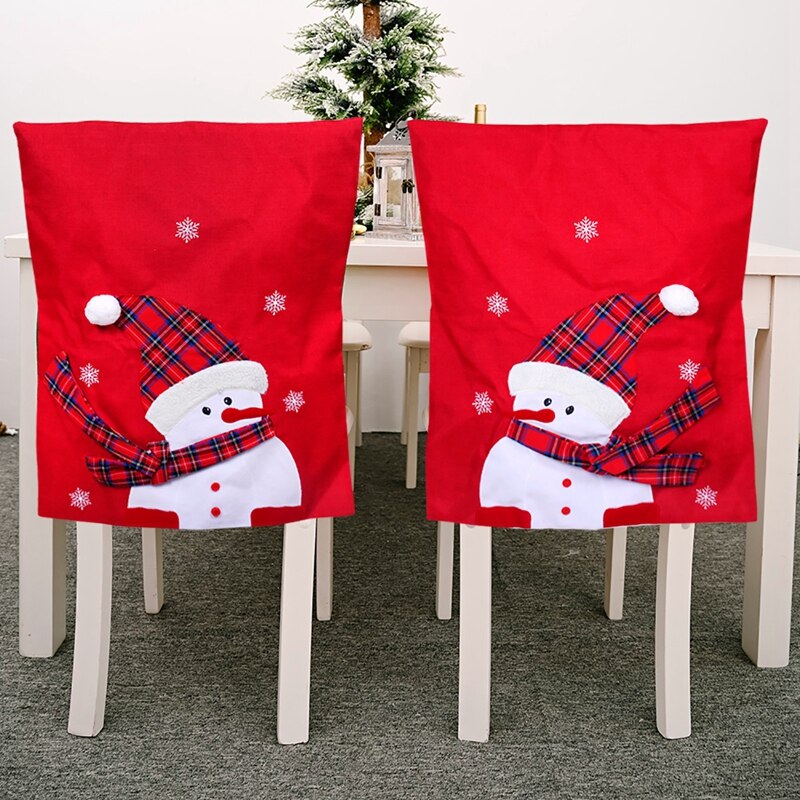 Kerststoel achterkant hoes kerstman hoed kerstversiering voor thuis kerstdiner stoel achterkant hoezen tafel feest de