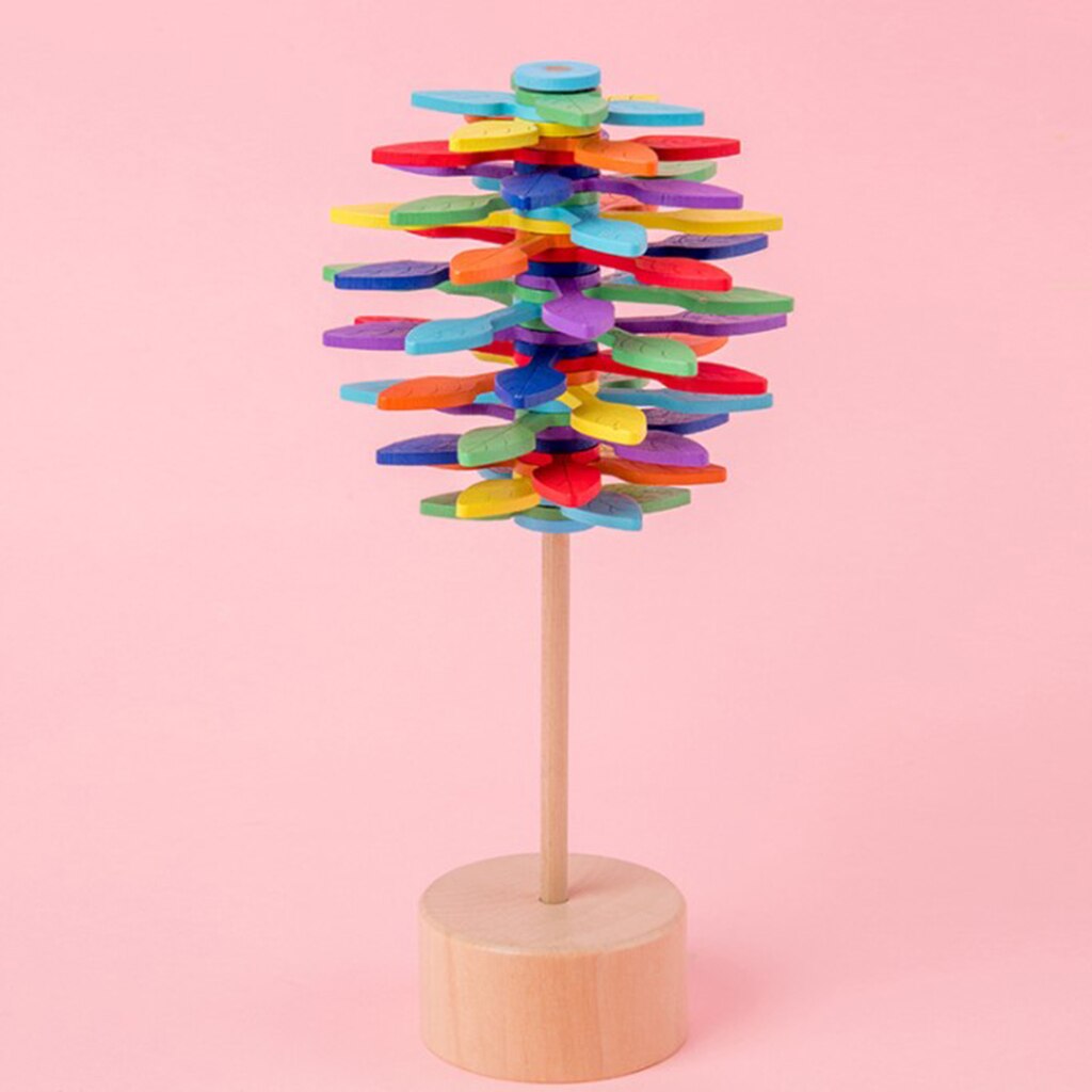 Drehbarer, spiralförmiger holzlutscher in blattform zur stressbewältigung und dekompression, geeignet für besondere bedürfnisse, sensorisches handspielzeug, heimdekoration
