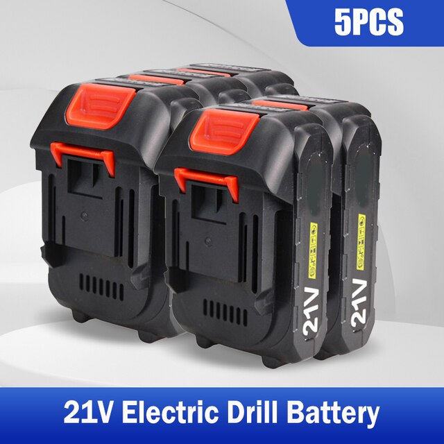Destornillador eléctrico de 21V y 1500mAh, batería recargable de iones de litio para destornillador inalámbrico, Mini taladro, batería de herramientas eléctricas: 5PCS