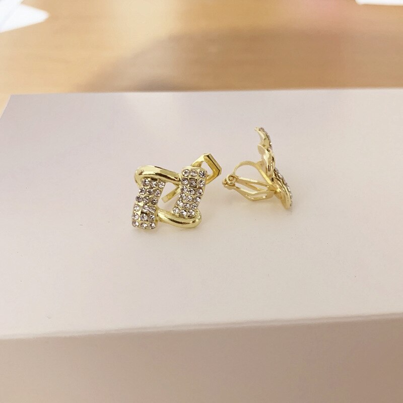 Pendientes de bloque geométrico sin agujero, Clips para las orejas, Clip de Metal hueco sin Piercing, joyería minimalista, CE0841