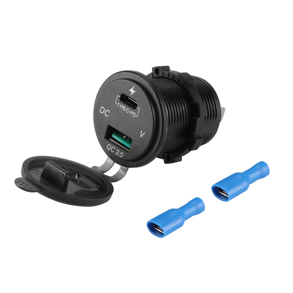 Autoelektroniikka 36w usb pd laturi napaadapteri  qc3.0 pikalataus 5v tyyppi-c pd pikalataus volttimittarilla 12-24v