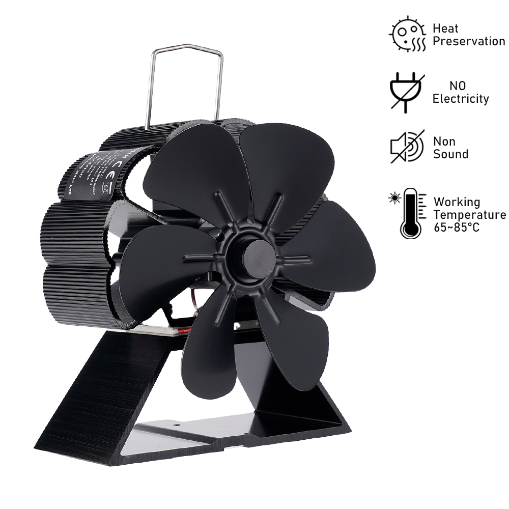 Mini Stove Fan 6 Blade Heat Powered Fireplace Fan Log Wood Burner Eco-fan Quiet Fireplace Fan Home Winter Warm Heat Distribution