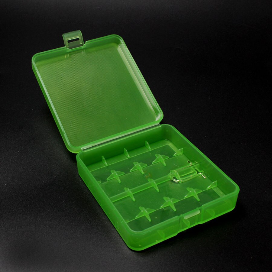 Plastic Hard White Storage Box Container Transparent White 4 x 18650 Battery Case Holder 4Color Available: Green