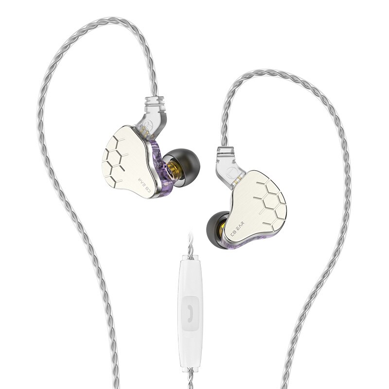 Kbear lark 1dd + 1ba motorista híbrido metal no ouvido fone de ouvido alta fidelidade graves fones com cancelamento de ruído com cabo 4n kbear ks2 kb04: Mauve with mic