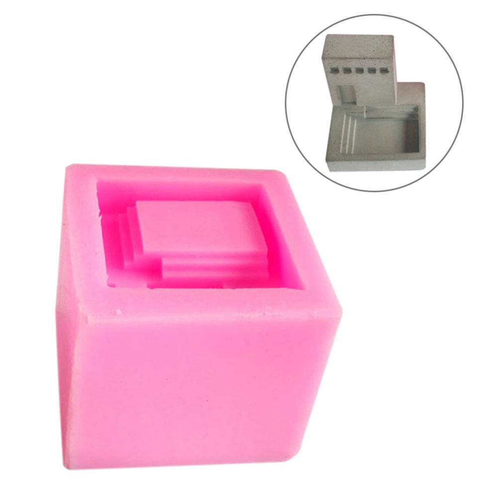 Silicone Mold Succulent Plant Silicone Concrete Mold Stairs Square Flowerpot Cement Clay Mould Mini Plaster Crafts Model Accesso: B