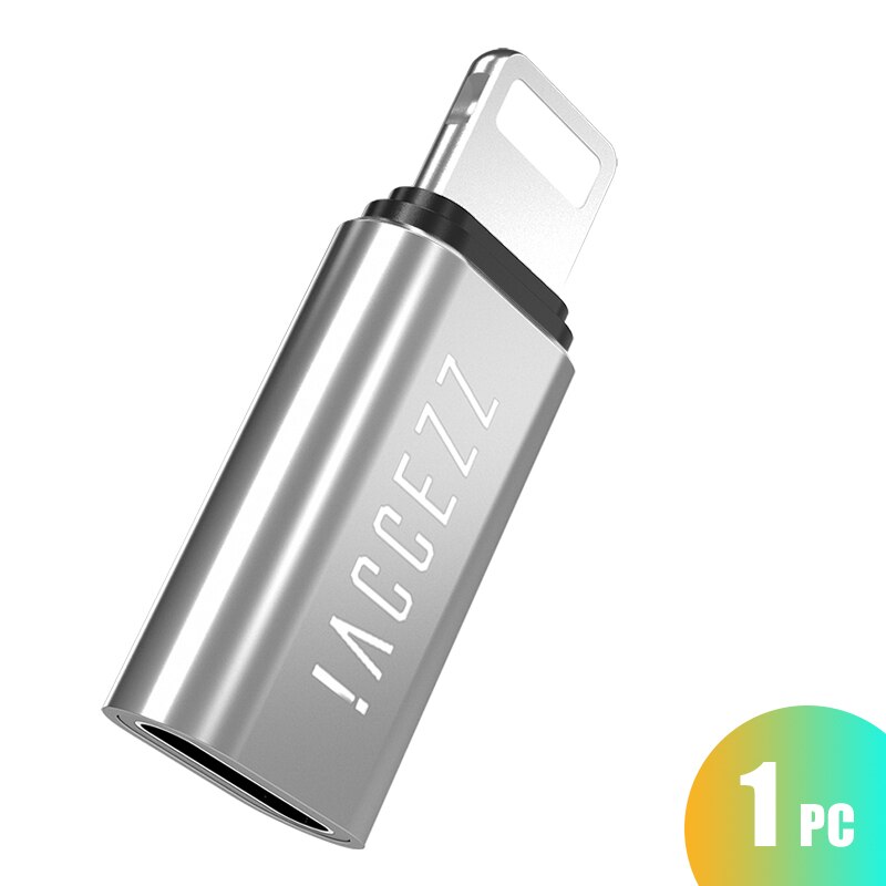 ! ACCEZZ USB OTG Adapter Typ-C Mini Weibliche Zu beleuchtung Männlichen Für Apple Adapter Für iphone X XS XR 8 7 Plus Sync Ladegerät Konverter: 1pc Silver