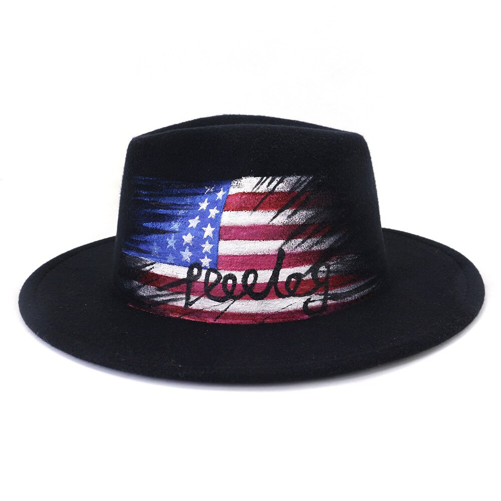 Vrouwen Brede Rand Herfst Fedora Hoed Vilten Hoeden Vintage Afdrukken Kerk Winter Vrouwen Hoeden MZ14: 6