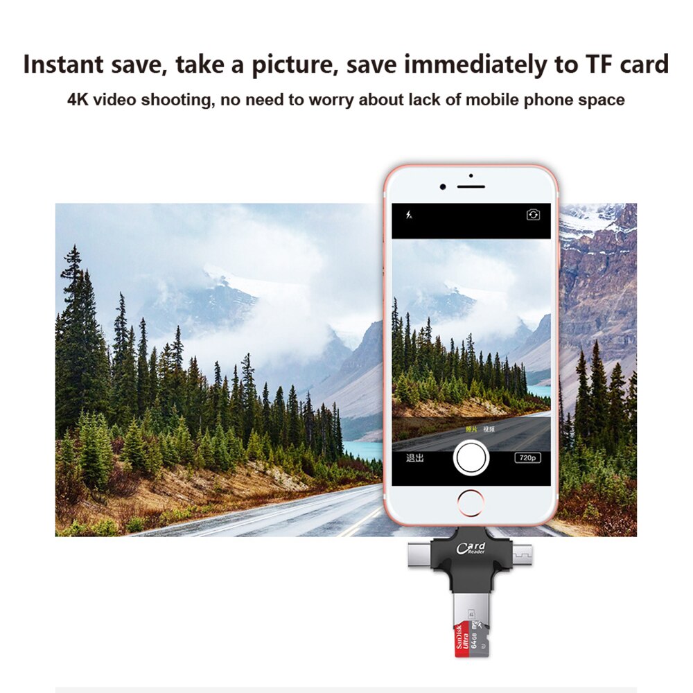 Lecteur 7 carte lightning, clé usb otg 6 carte mémoire microsd tf 5s adaptateur pour 8 x s6 s7 5 edge