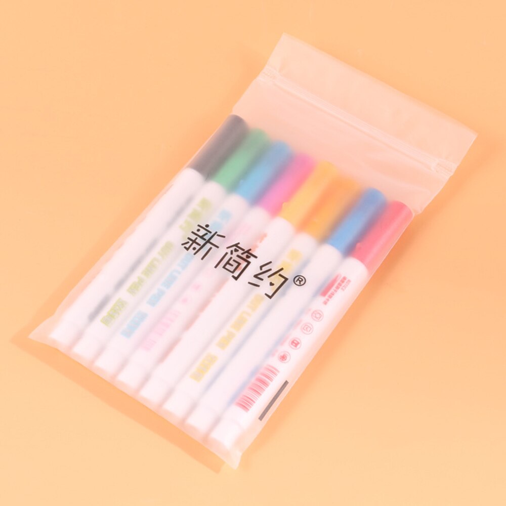 Bolígrafo de contorno de doble línea, rotuladores artísticos de colores, , escritura de tarjetas, dibujo, para colorear papel de pintura, carteles, 8 Uds.: 8pcs a set
