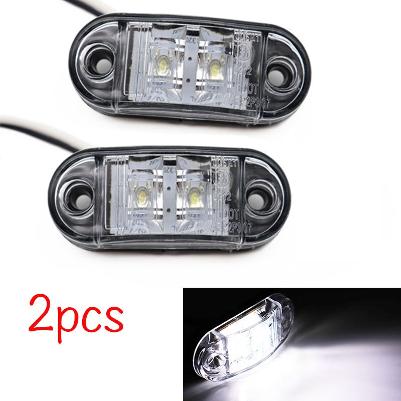 Luces LED de posición lateral de 12V/24V, luces externas de advertencia para coche, remolque, camión, lámparas de color blanco, 2 uds.