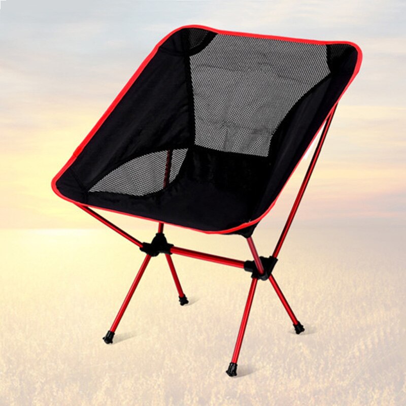 Letvægts naturehike stol udendørs aluminium foldestol bærbar strand fiskeri camping rejse picnic stol: Rød
