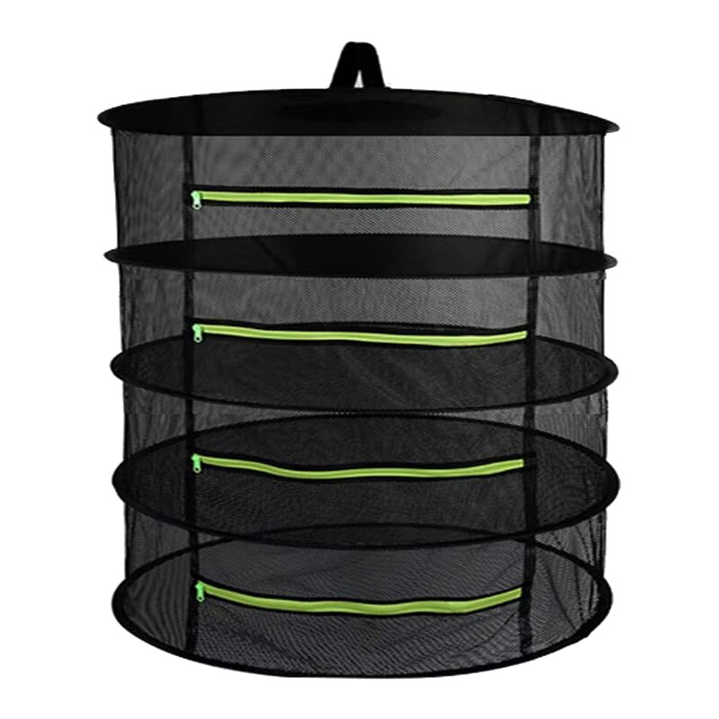 Suszenie netto 4-warstwa wiszący kosz z zamkiem błyskawicznym składany wieszak suszarka robić torba siatka na zioła kwiaty pąki sadzenia suszenia: Default Title