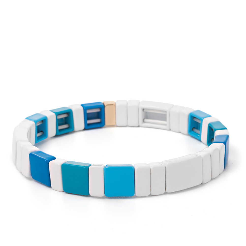 Conjuntos de pulseras de cuentas de colores para mujer, pulseras elásticas bohemias, brazalete de Metal, proveedores de joyería al por mayor, nueva: VERMEIL