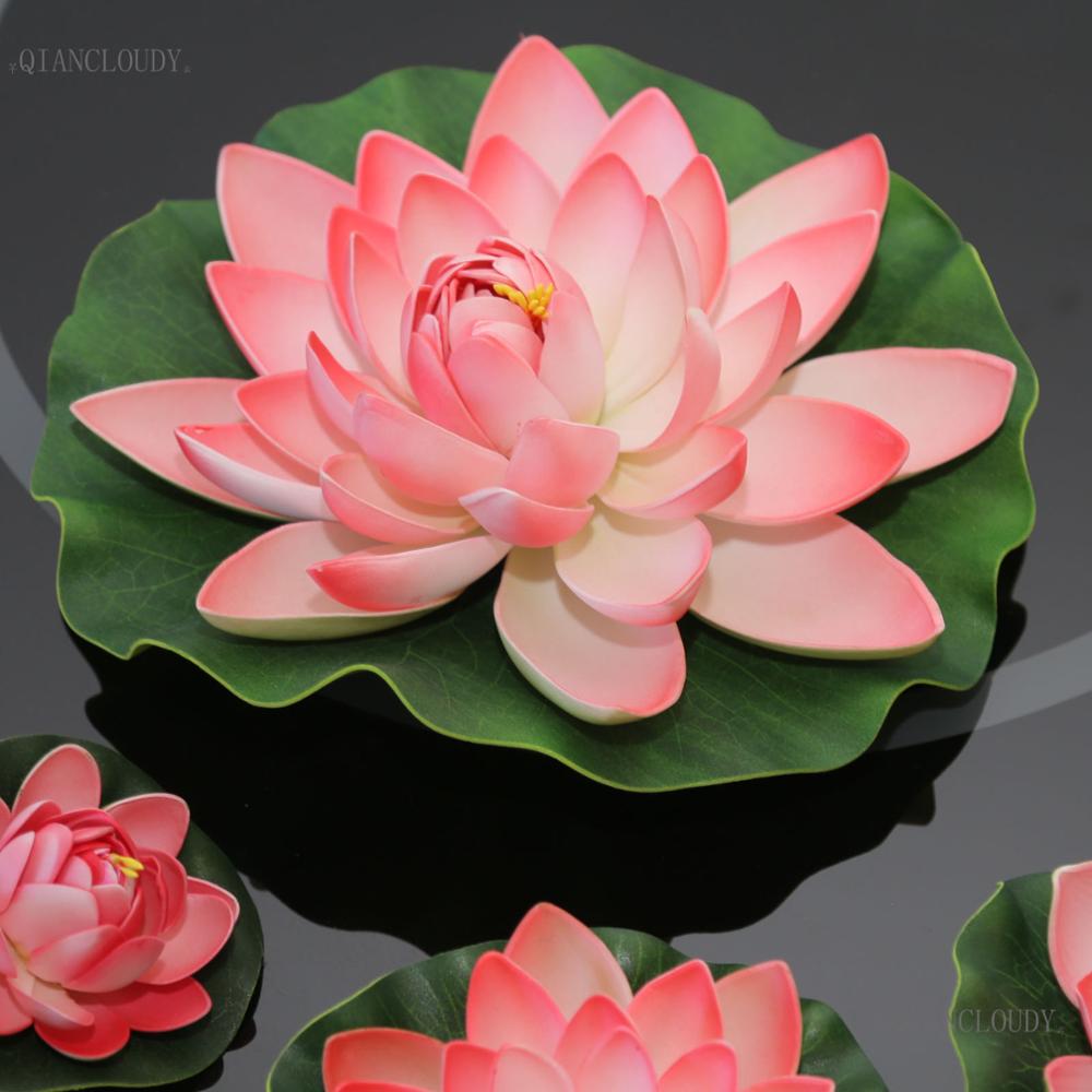 Kunstmatige Roze Lotus Bladeren bloemen Waterlelie Drijvende Zwembad vijver bloemen waterdichte huis tuin Planten Bruiloft decoratie D24