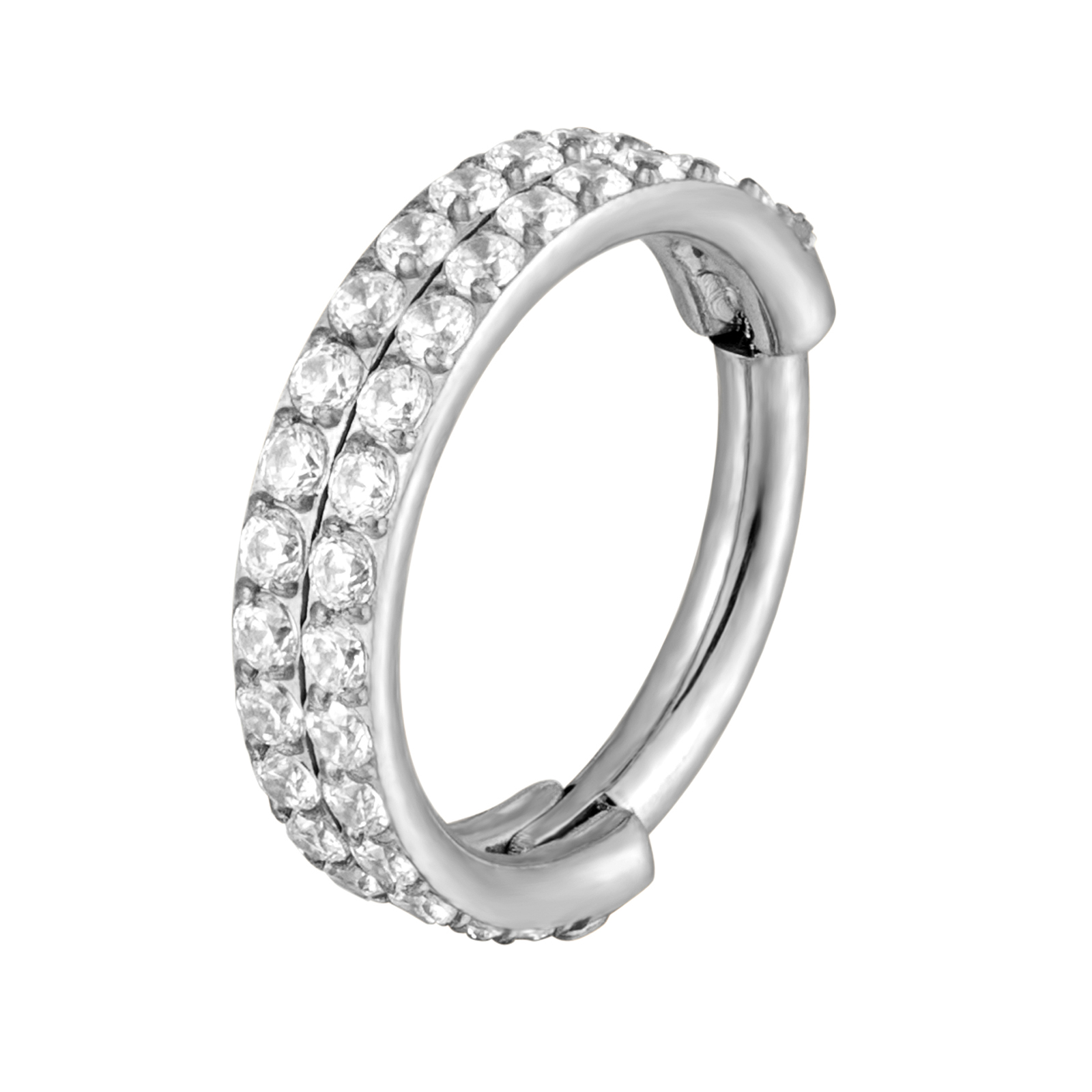 Piercing de titanio G23 de doble fila, piedra de circón, superior, segmento alto, anillos abiertos, pequeño, Septum, nariz, oreja, joyería，piercing nariz doble aro，pendientes titanio，pircing nariz envio gratis: Morado / Con recubrimiento de titanio