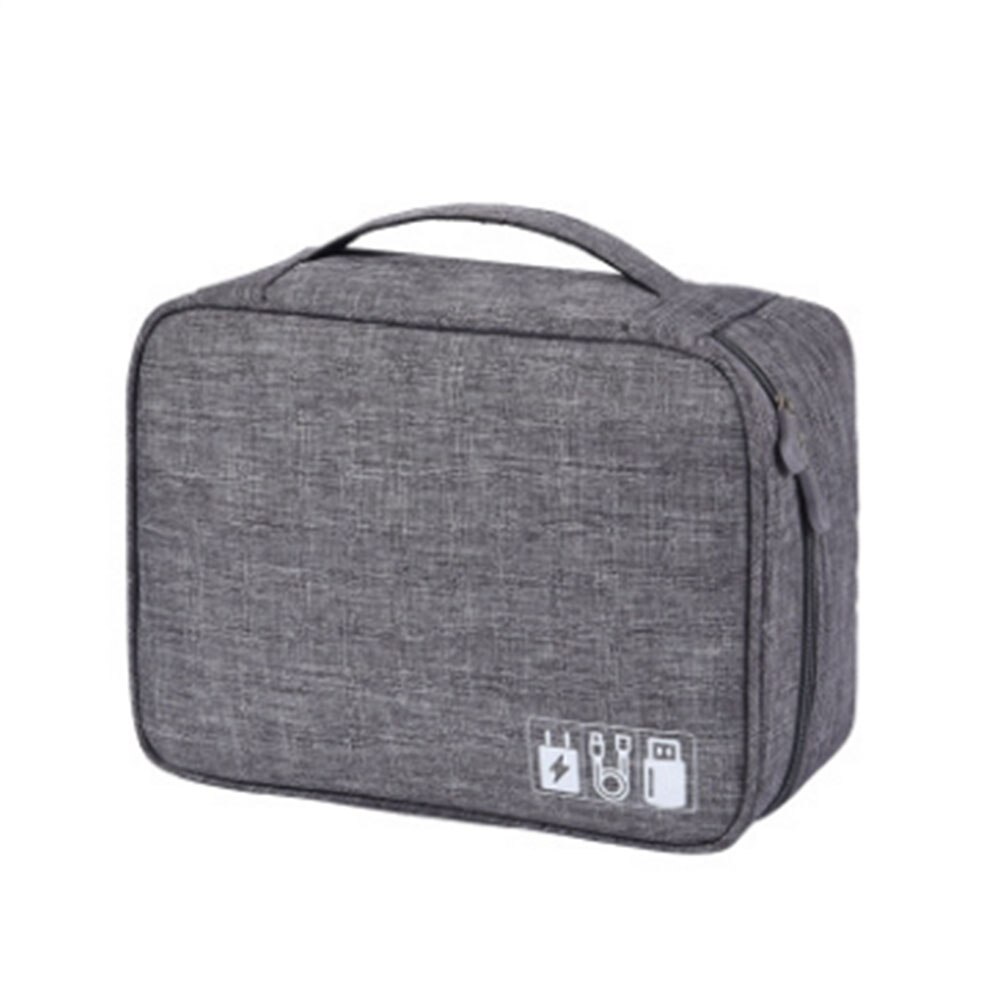 Opbergtas Reizen Closet Organizer Case voor Hoofdtelefoon Digitale Draagbare Rits Accessoires Lader Datakabel USB Bag Organizer: grey
