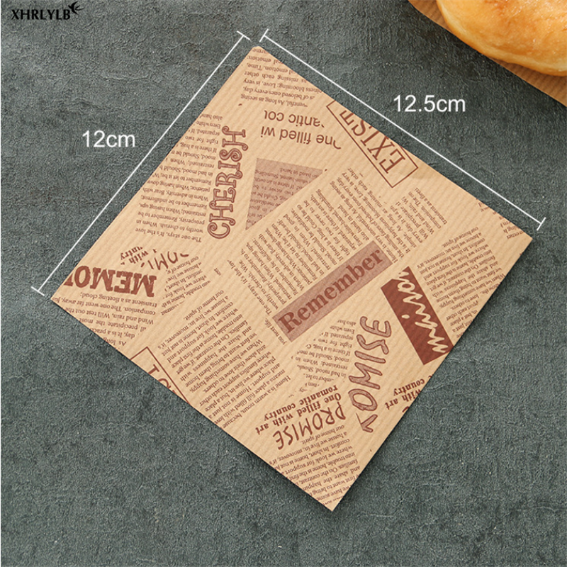 XHRLYLB 50 pc Engels Patroon Voedsel Vetvrij Papier Zak Sandwich Donut Brood Papieren Zak Bakken Accessoires Bruiloft Decoration.7z