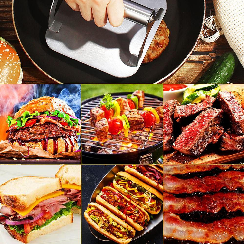 Non-Stick Square Stainless Steel Hamburger Press Maker Chef Cutlets Hamburger Meat Beef BBQ Grill Press Patty Maker