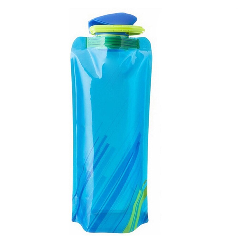 700ml reutilizable plegable bolsa de botella de agua Flexible bolsa azul Camping senderismo herramienta deportes portátil botellas de beber hervidor: Blue