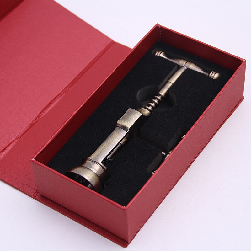 Classic Antique Zinc Alloy Wine Screw Corkscrew Handheld Waiters Corkscrew Bartenders Wine Opener Bar Tools: with gift box