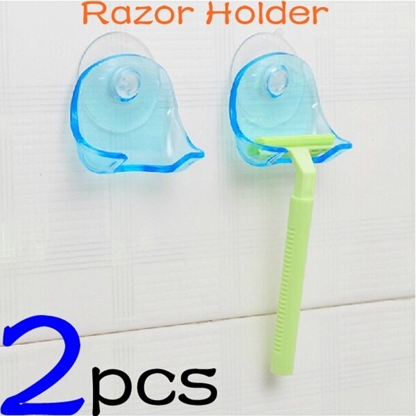 1/2Pcs Plastic Super Suction Cup Razor Rack Bathroom Razor Holder Suction Cup Shaver
