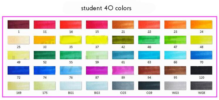 30/40/60 Colors Graphic Marker Pen Set Sketch Art Markers Double Headed Color Art Pens Paiting Pen with 4/5: student 40 colors