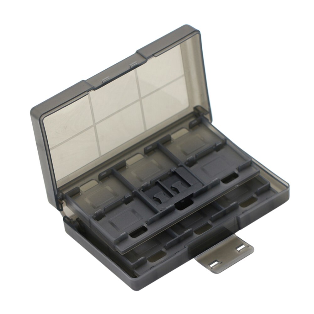 Estuche para tarjetas de juego 24 en 1 para Nintendo Switch, caja de almacenamiento portátil de plástico duro con 2 ranuras para tarjetas TF: Negro