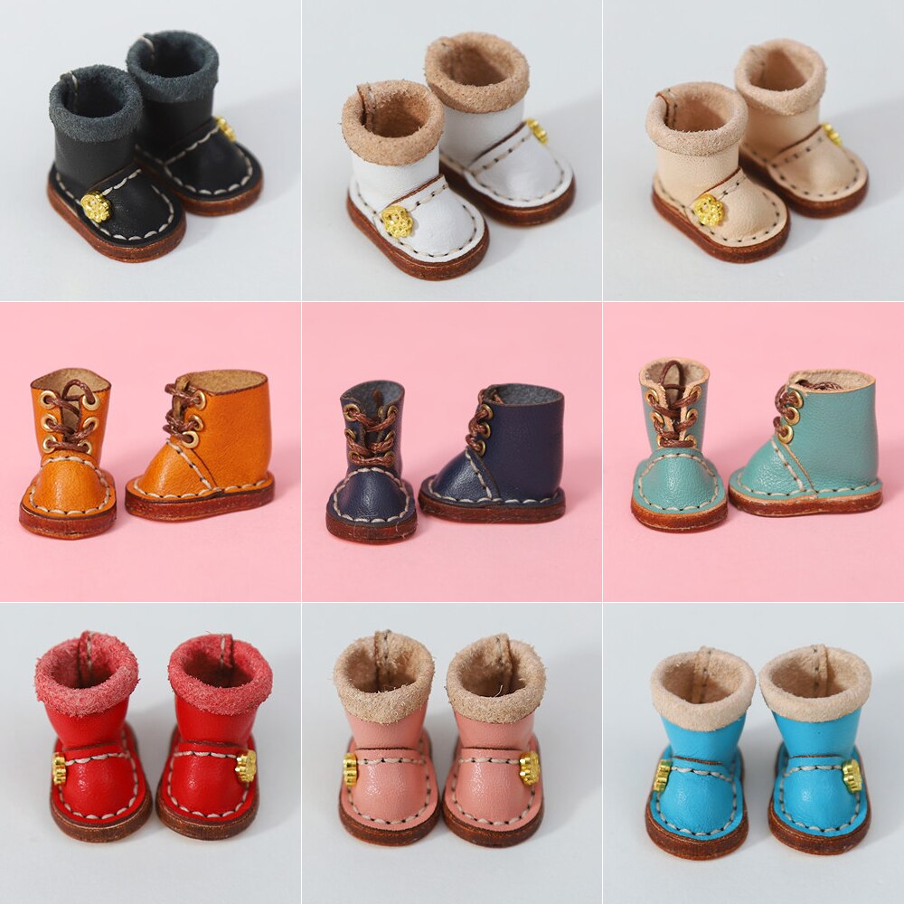 1/12bjd Bjd Poupée Chaussures Haut de gamme À La Main En Cuir De Vachette bottes Chaussures Pour Obitsu 11 OB11 Taille CGC Poupée 11cm Body9