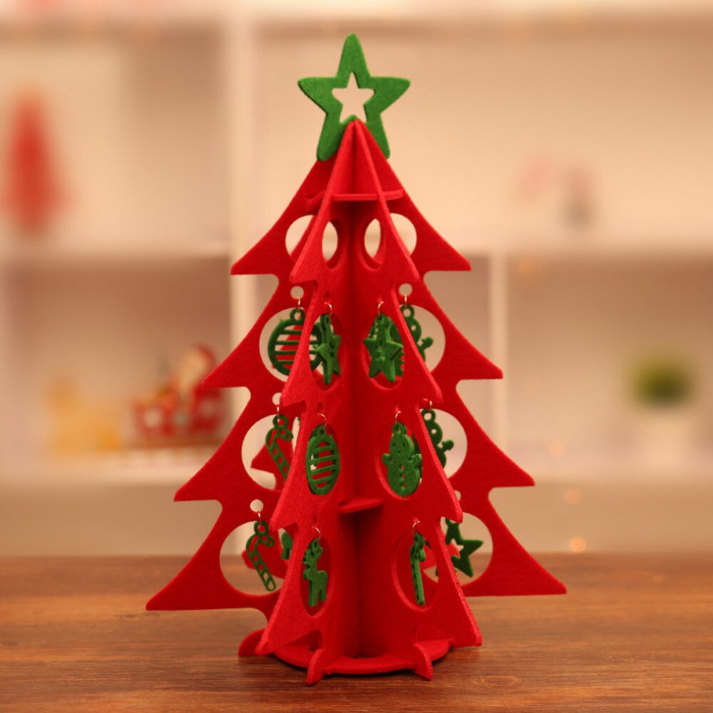 Felt Christmas Tree Decoration Set Kids Xmas DIY Felt Christmas Tree Three-Dimensional Cloth Art Decoration