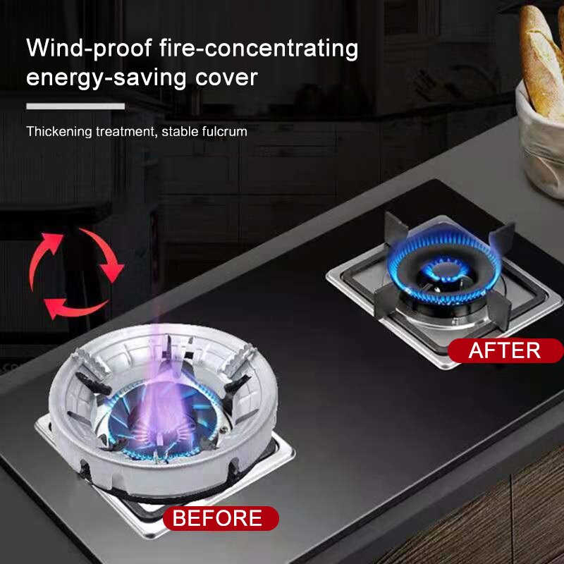 Gas Stove Fire Ring Stainless Steel Accessories Insulation Gas Stove Cover Ring Reducer Pot Rack Energy Saving 8 Holes Windproof